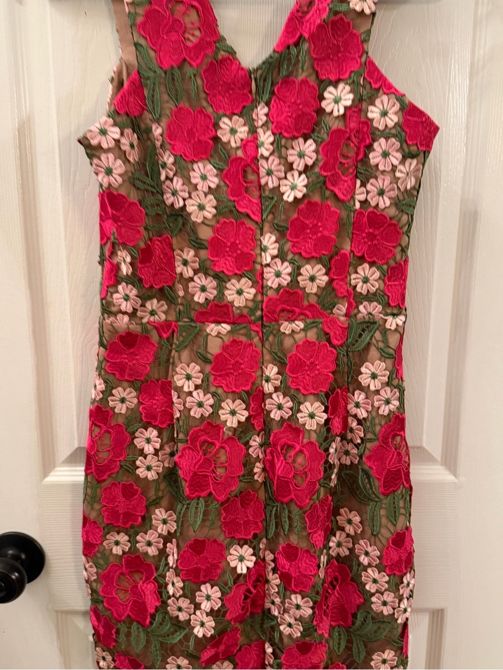 Dress the Population Floral Embroidered Lace Cocktail Dress M Pink Midi USA - Picture 4 of 9